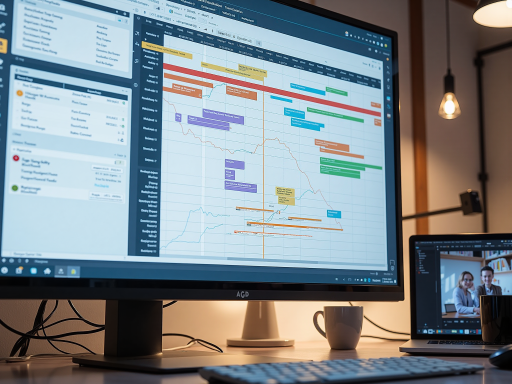 Digital marketing team working on computer screens showing analytics dashboards, social media campaigns and online advertising metrics